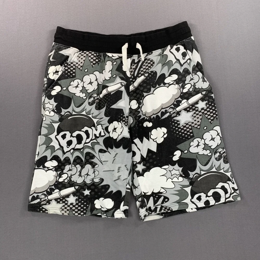 Imperious Shorts Mens 2XL Black Gray White Comic Book Boom Graphic Cotton Casual